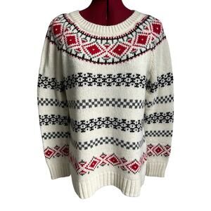 Talbots Women’s Size Large Wool Blend Heart Fair Aisle‎ Sweater
